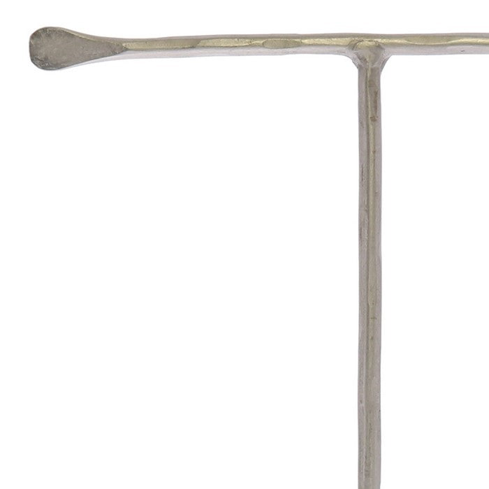 8 Inch Iron T Shape Jewelry Stand with Rectangular Base, Silver
