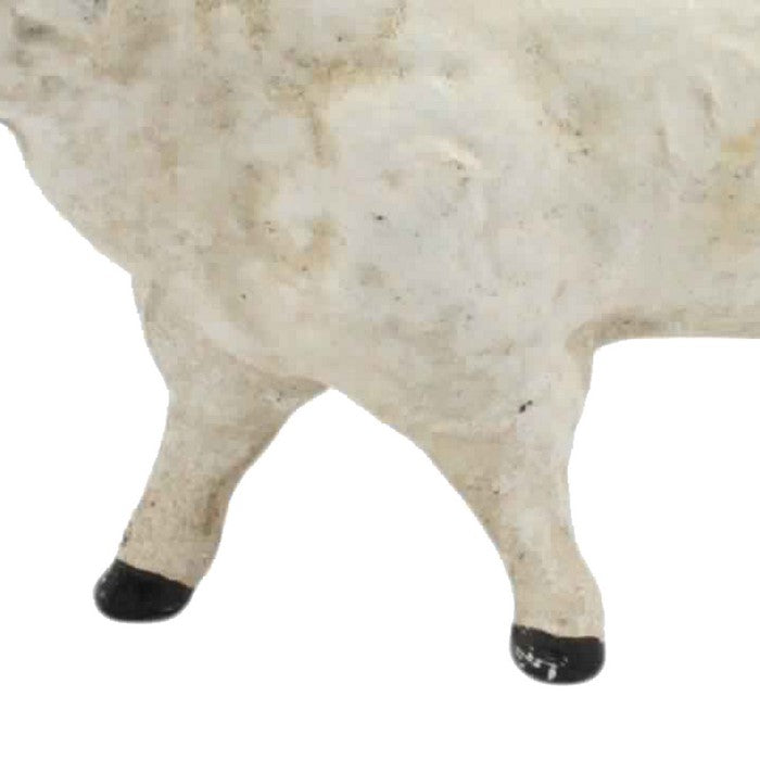 Metal Frame Textured Decorative Sheep Sculpture, White