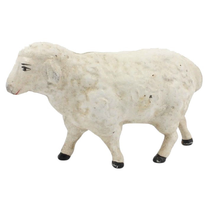 Metal Frame Textured Decorative Sheep Sculpture, White