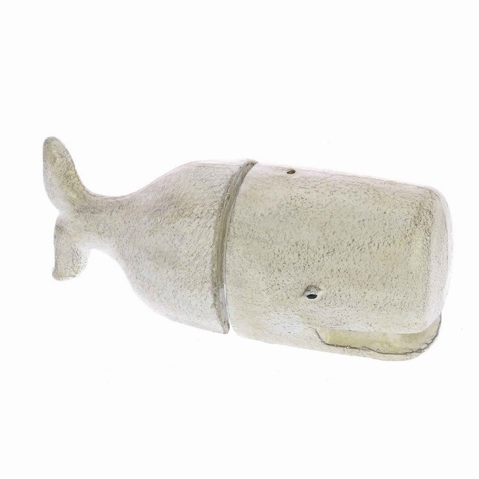 Whale Design Hand Painted Metal Bookend, Pair of 2, Distressed White