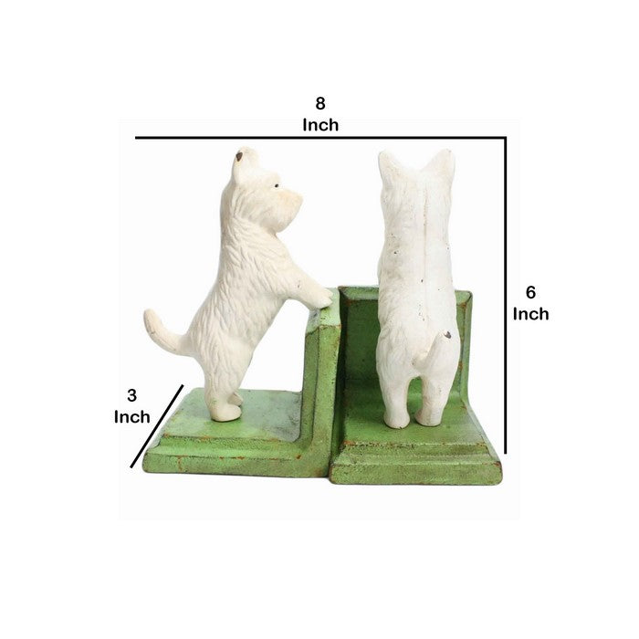 Standing Westie Metal Frame Bookend, Pair of 2, Green and White