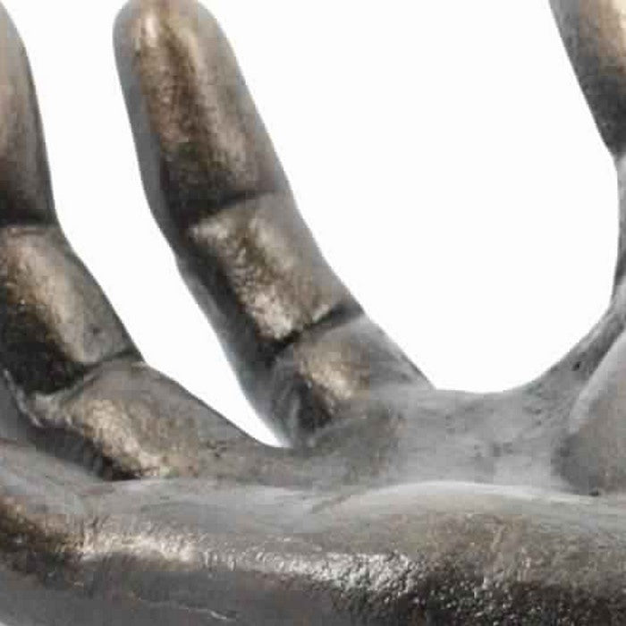 Metal Frame Hand Shape Sculpture with Stable Base, Distressed Black