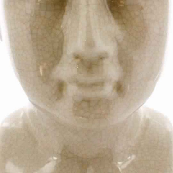 Ceramic Human Phrenology Head Sculpture, Medium, Cream