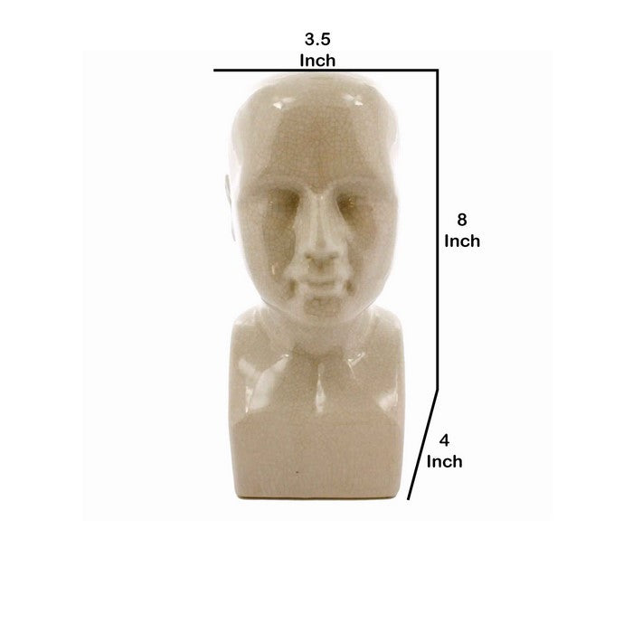Ceramic Human Phrenology Head Sculpture, Medium, Cream