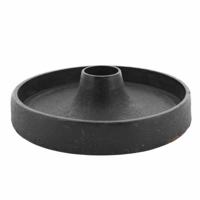Metal Candle Holder Trivet with Distressed Details and Round Base, Black