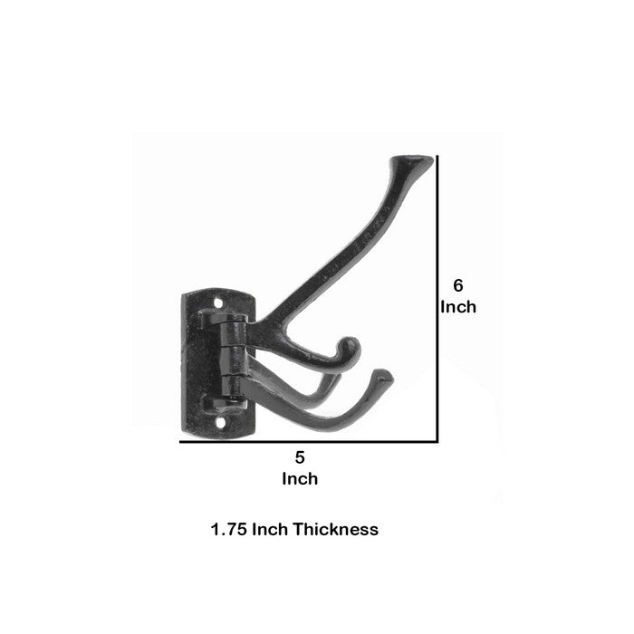 Adjustable Metal Frame Wall Hook with Mounting Holes, Black