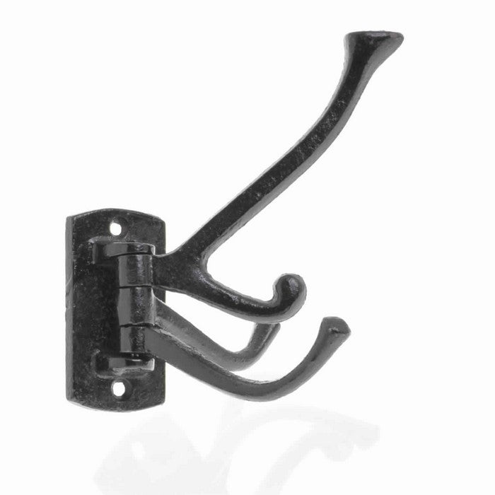 Adjustable Metal Frame Wall Hook with Mounting Holes, Black