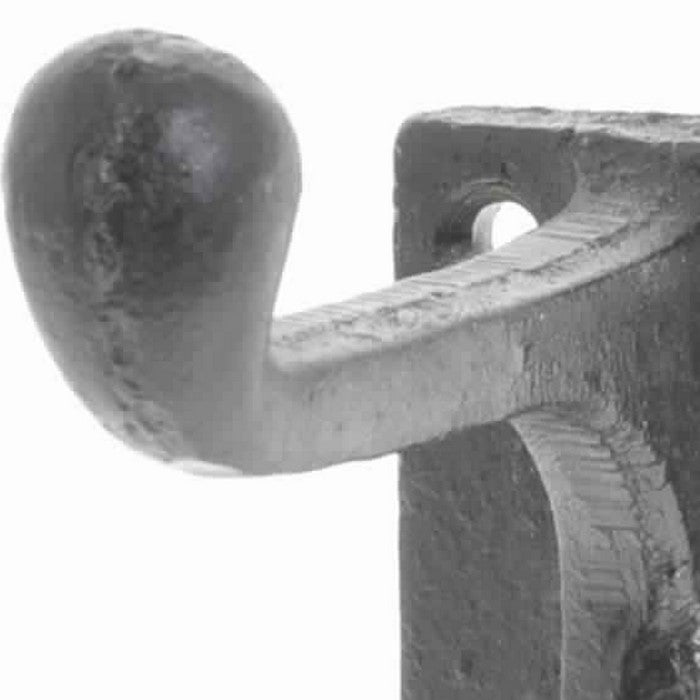 Cast Iron Textured Finish Wall Hook with 4 Holes and 2 Hooks, Silver