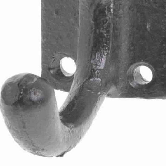 Cast Iron Textured Finish Wall Hook with 4 Holes and 2 Hooks, Silver