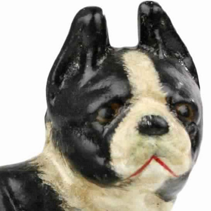 Metal Frame Boston Terrier Dog Sculpture, Black and White