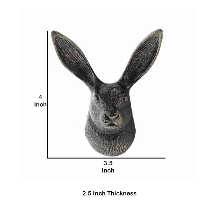 Hare Shaped Metal Frame Wall Hook, Dark Gray
