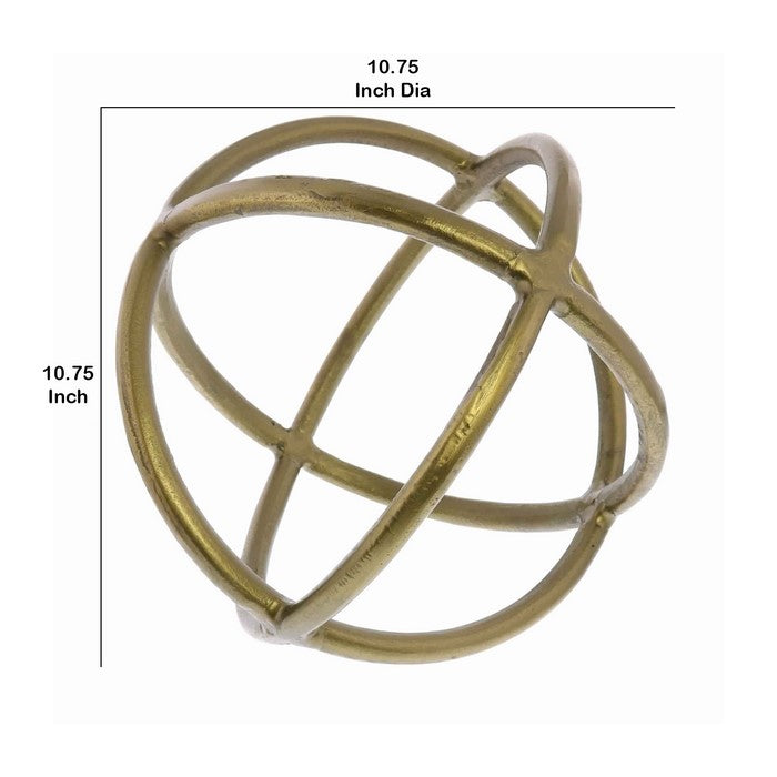 Decorative Triple Ring Metal Frame Sphere, Gold