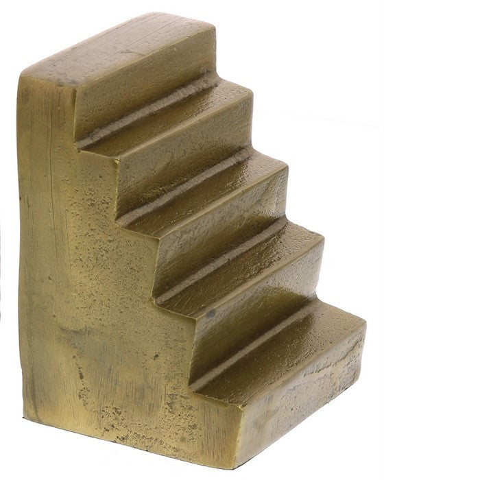 Staircase Design Metal Bookend, Pair of 2, Brass