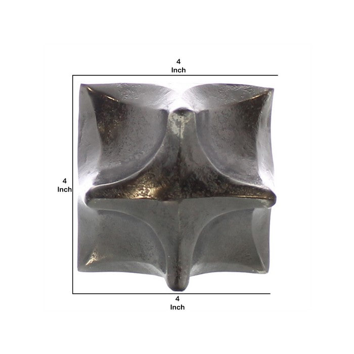 Morphed Aluminum Cube with Cut Out Sides, Small, Silver