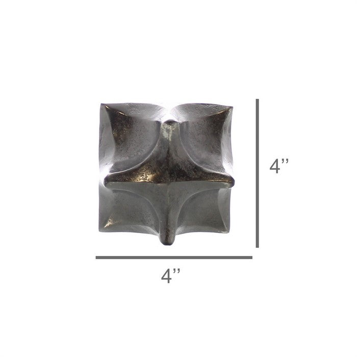 Morphed Aluminum Cube with Cut Out Sides, Small, Silver