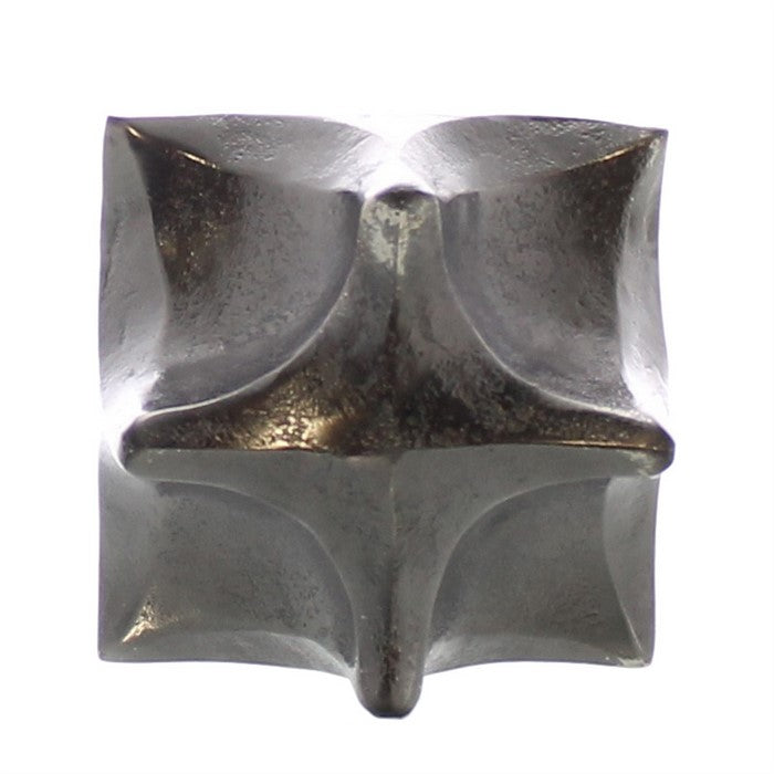 Morphed Aluminum Cube with Cut Out Sides, Small, Silver