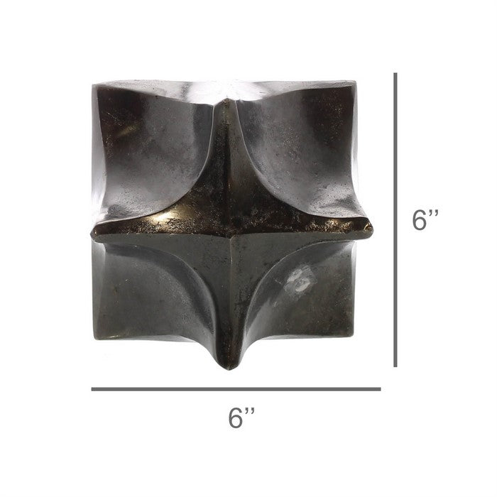 Morphed Aluminum Cube with Cut Out Sides, Large, Silver