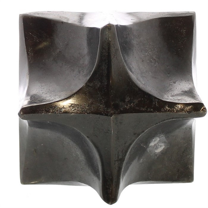 Morphed Aluminum Cube with Cut Out Sides, Large, Silver
