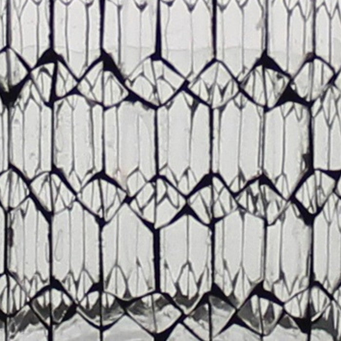 Hand Cut Glass Hurricane with Mosaic Pattern, Medium, Black and Clear