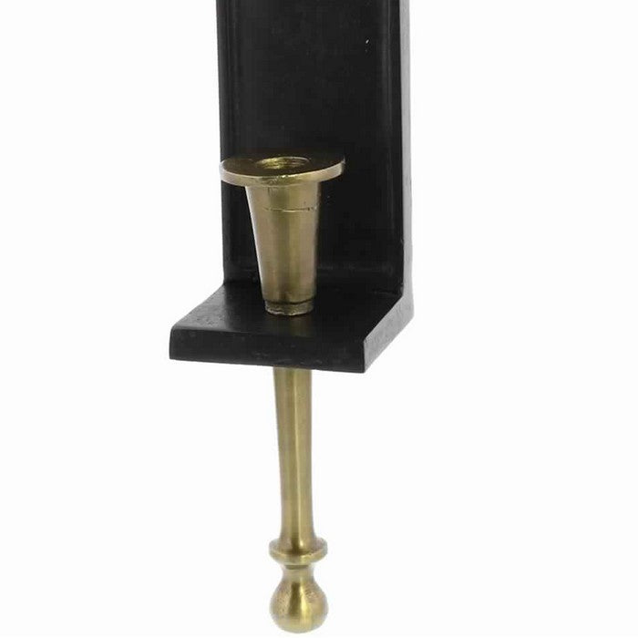 Industrial Style Metal Frame Taper Candle Sconce, Black and Gold