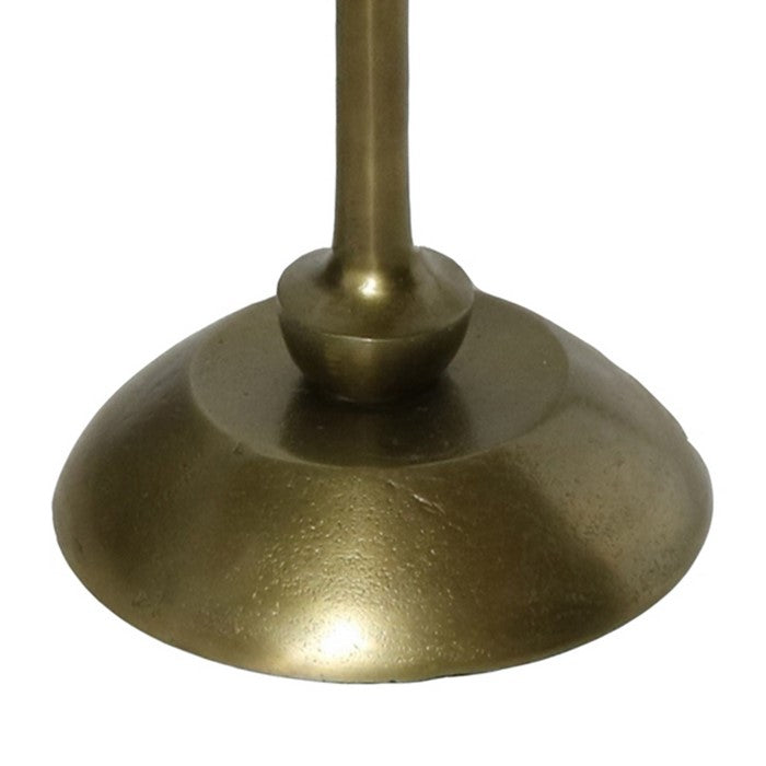 Aluminum Side Table with Round Tabletop and Trumpet Base, Brass