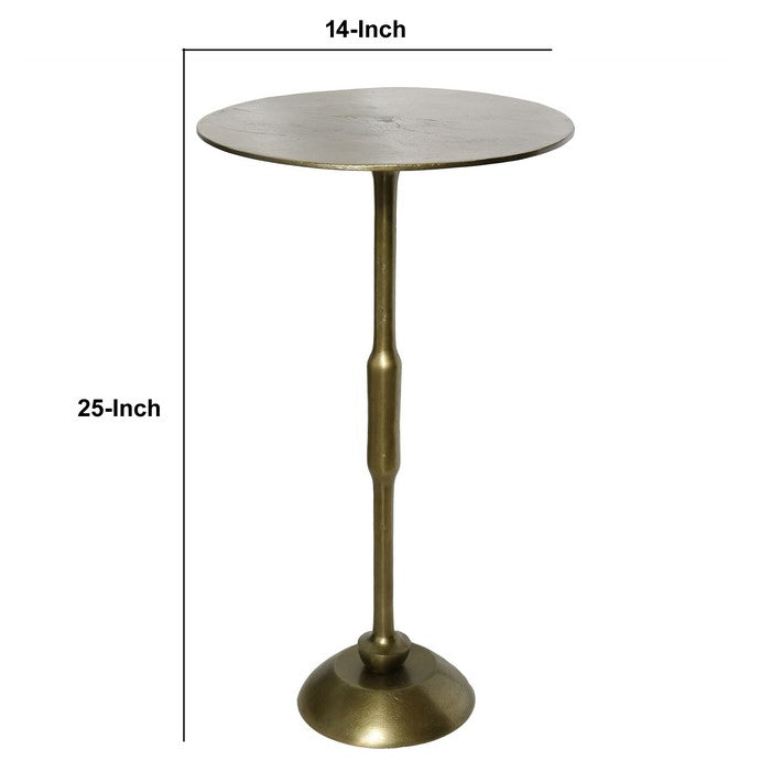 Aluminum Side Table with Round Tabletop and Trumpet Base, Brass