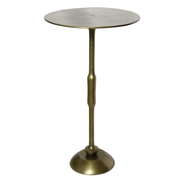 Aluminum Side Table with Round Tabletop and Trumpet Base, Brass