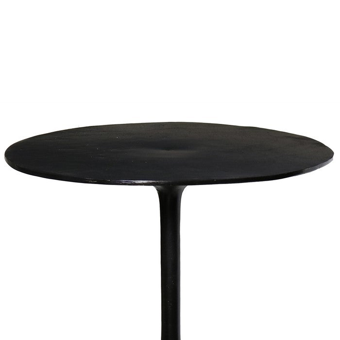 Aluminum Side Table with Round Tabletop and Trumpet Base, Black