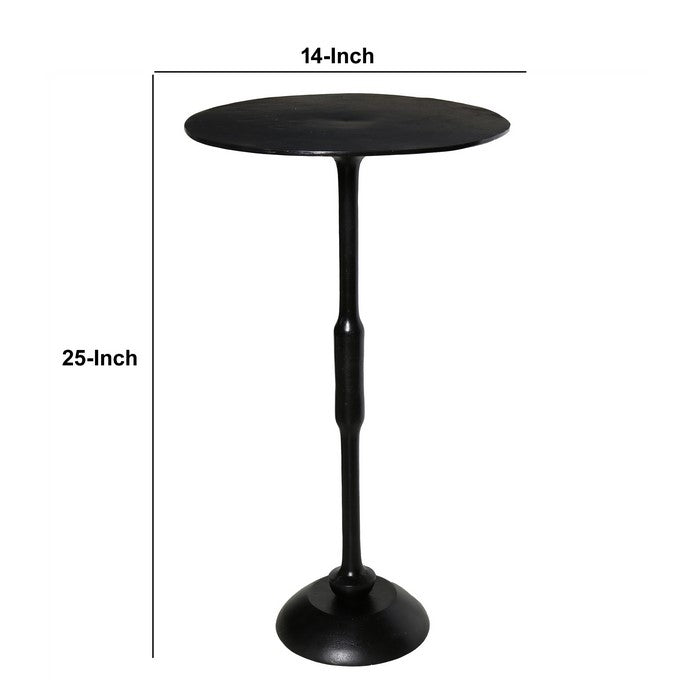 Aluminum Side Table with Round Tabletop and Trumpet Base, Black