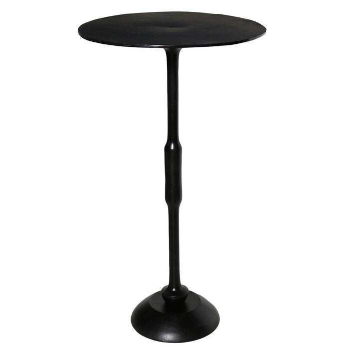 Aluminum Side Table with Round Tabletop and Trumpet Base, Black