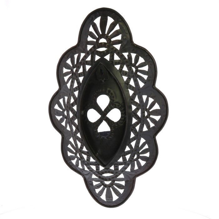 Quatrefoil Shape Metal Wall Sconce with Glass Hurricane, Small, Black