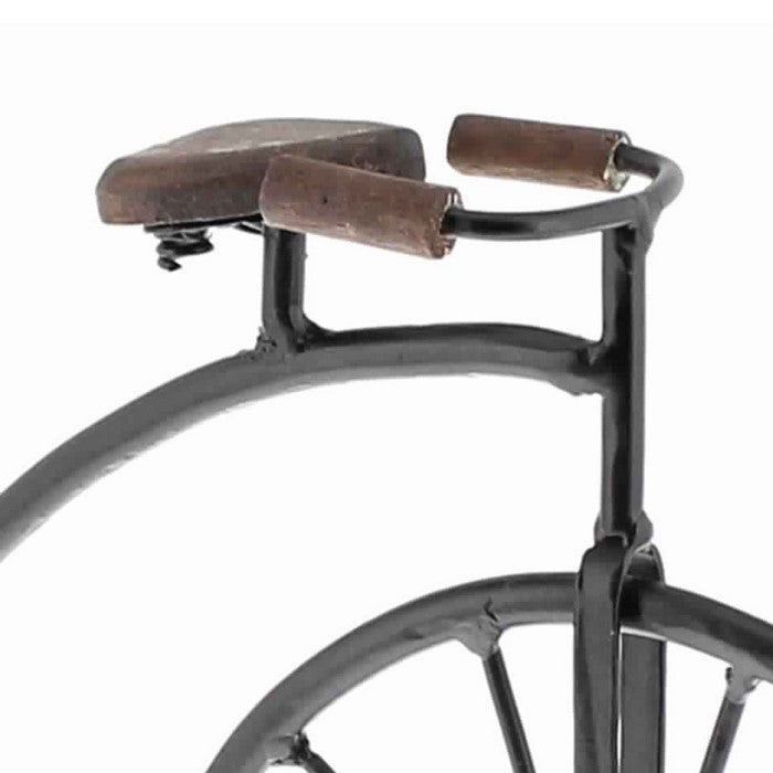 Miniature High Wheeler Metal Bicycle Sculpture, Black and Brown