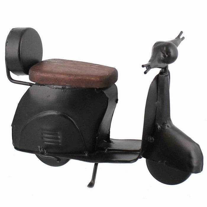 Metal Frame Miniature Scooter Sculpture, Black and Brown