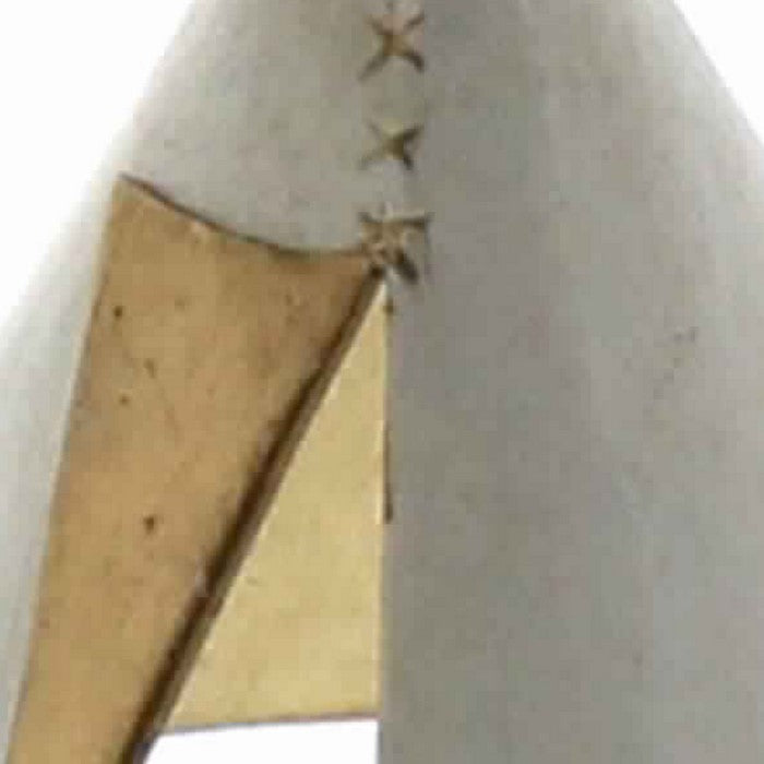 Decorative Teepee Shape Metal Miniature with Rope, White and Brown