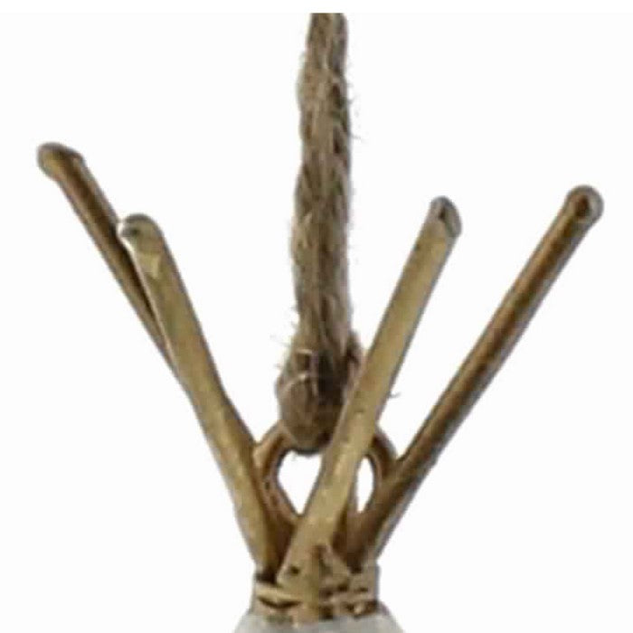 Decorative Teepee Shape Metal Miniature with Rope, White and Brown