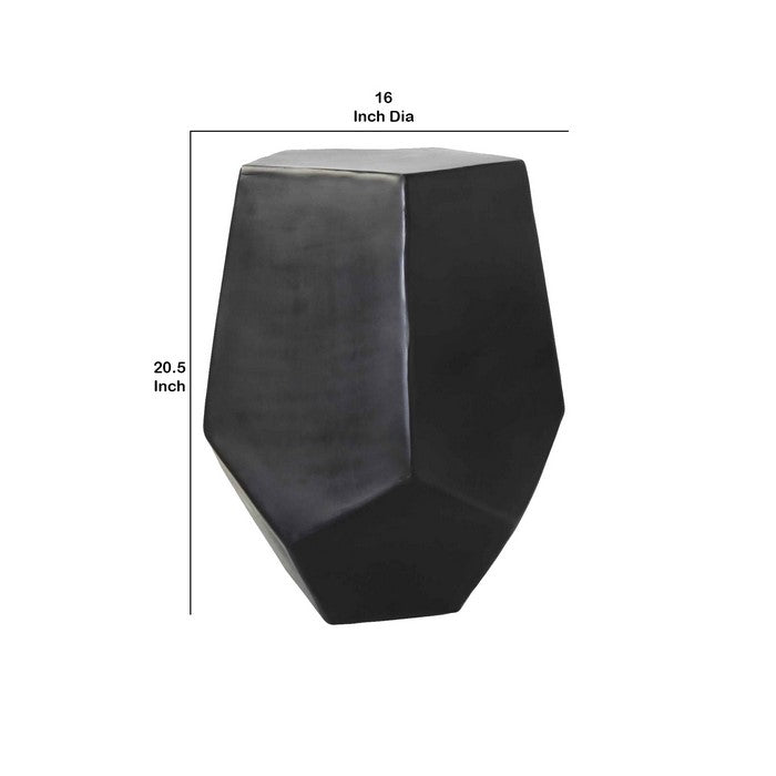 Industrial Style Faceted Modern Geometric Metal Side Table, Gray
