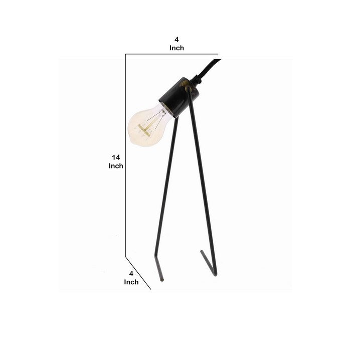 Industrial Style Table Lamp with Dual L Base, Black