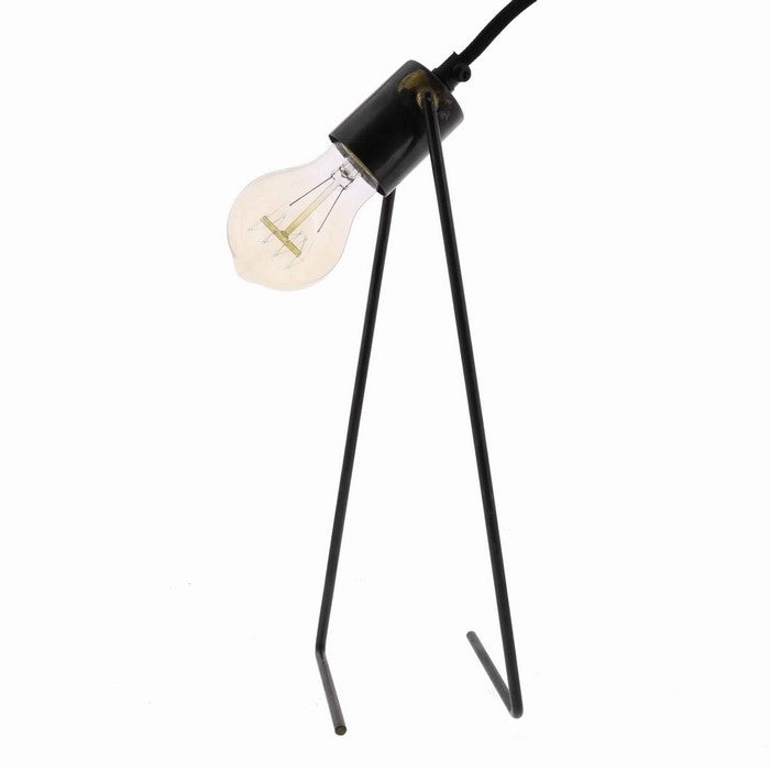 Industrial Style Table Lamp with Dual L Base, Black