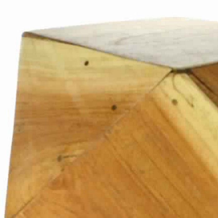 Faceted Icosahedron Shape Block Table, Small, Natural Brown