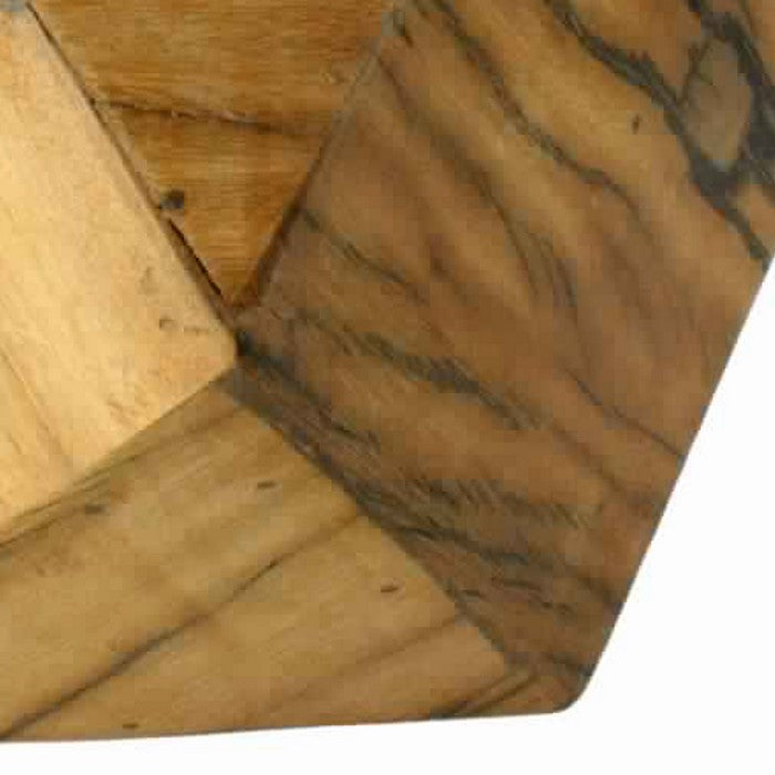 Faceted Icosahedron Shape Block Table, Medium, Natural Brown