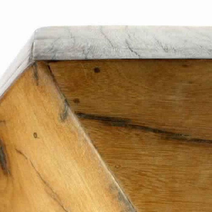Faceted Icosahedron Shape Block Table, Medium, Natural Brown