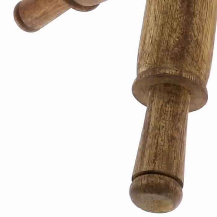 6 Spindle Wooden Book Holder Sculpture, Natural Brown