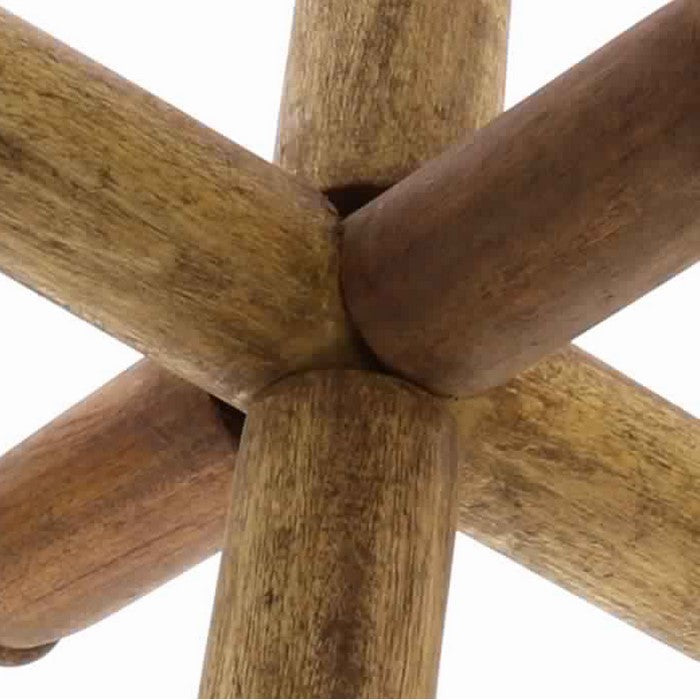 6 Spindle Wooden Book Holder Sculpture, Natural Brown