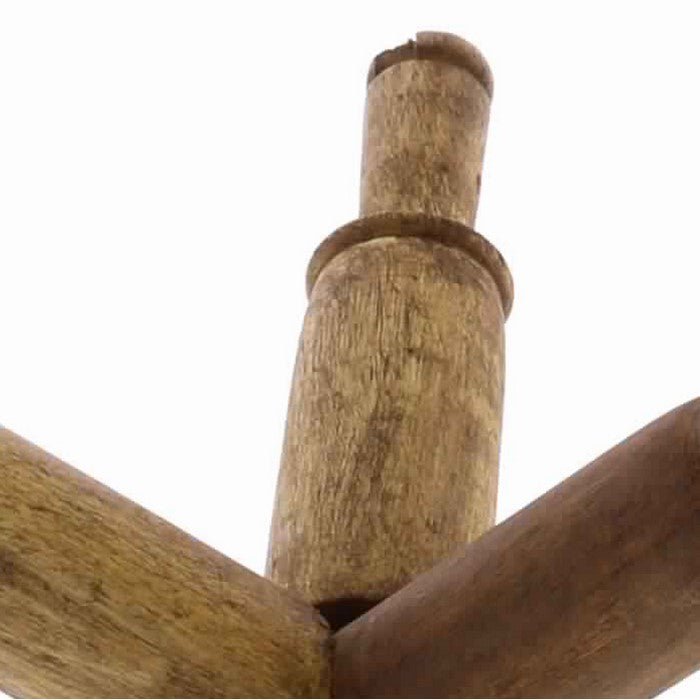 6 Spindle Wooden Book Holder Sculpture, Natural Brown