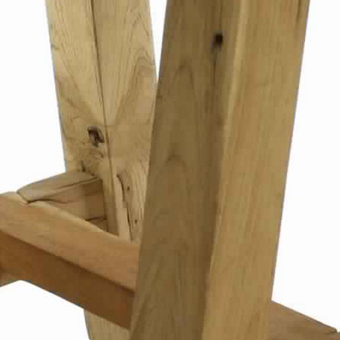 Classic Wooden Stool with Carved Top and Angular Block Legs, Brown
