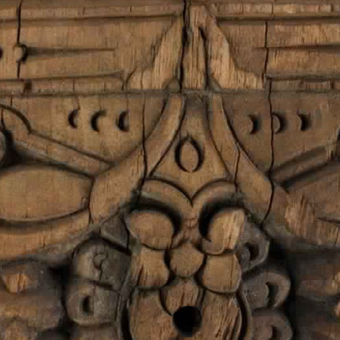 Wooden Wall Sconce with Intricate Carvings and Textured Details, Brown
