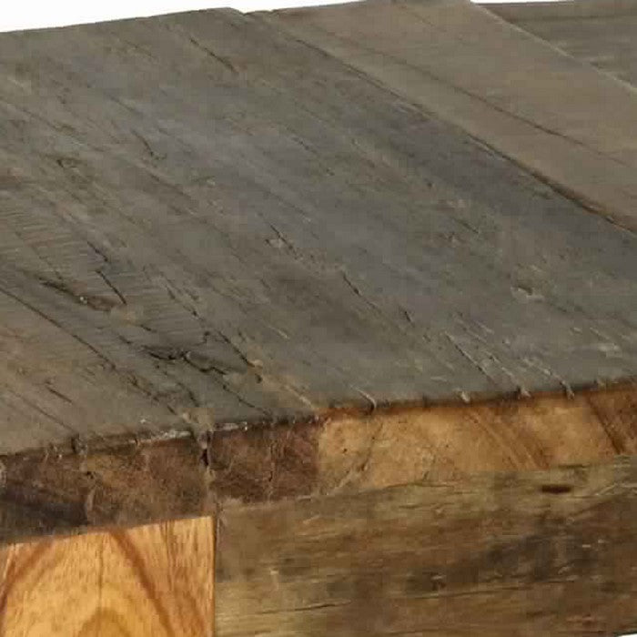 Salvaged Wood Tea Table with Turned Legs and Plank Top, Small, Brown