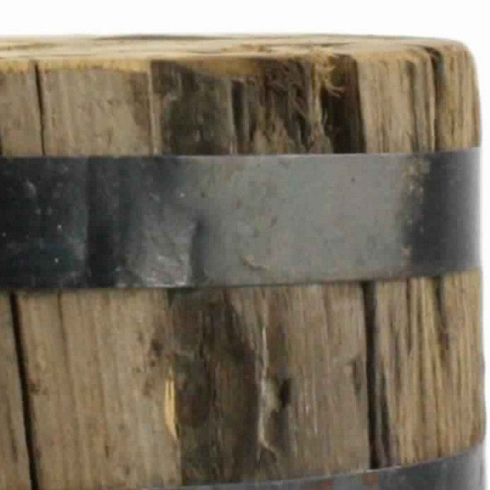 6 x 4 Inches Round Wood Bundle with Metal Encasing, Brown and Gray