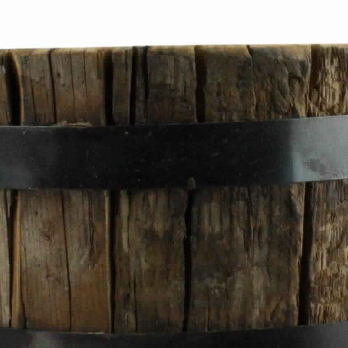 8 x 5 Inches Round Wood Bundle with Metal Encasing, Brown and Gray