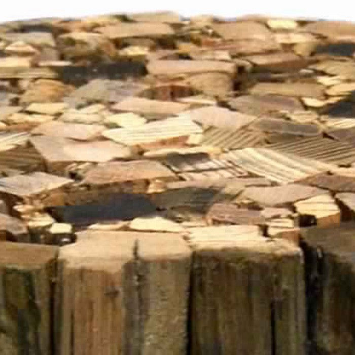 8 x 7 Inches Round Wood Bundle with Metal Encasing, Brown and Gray